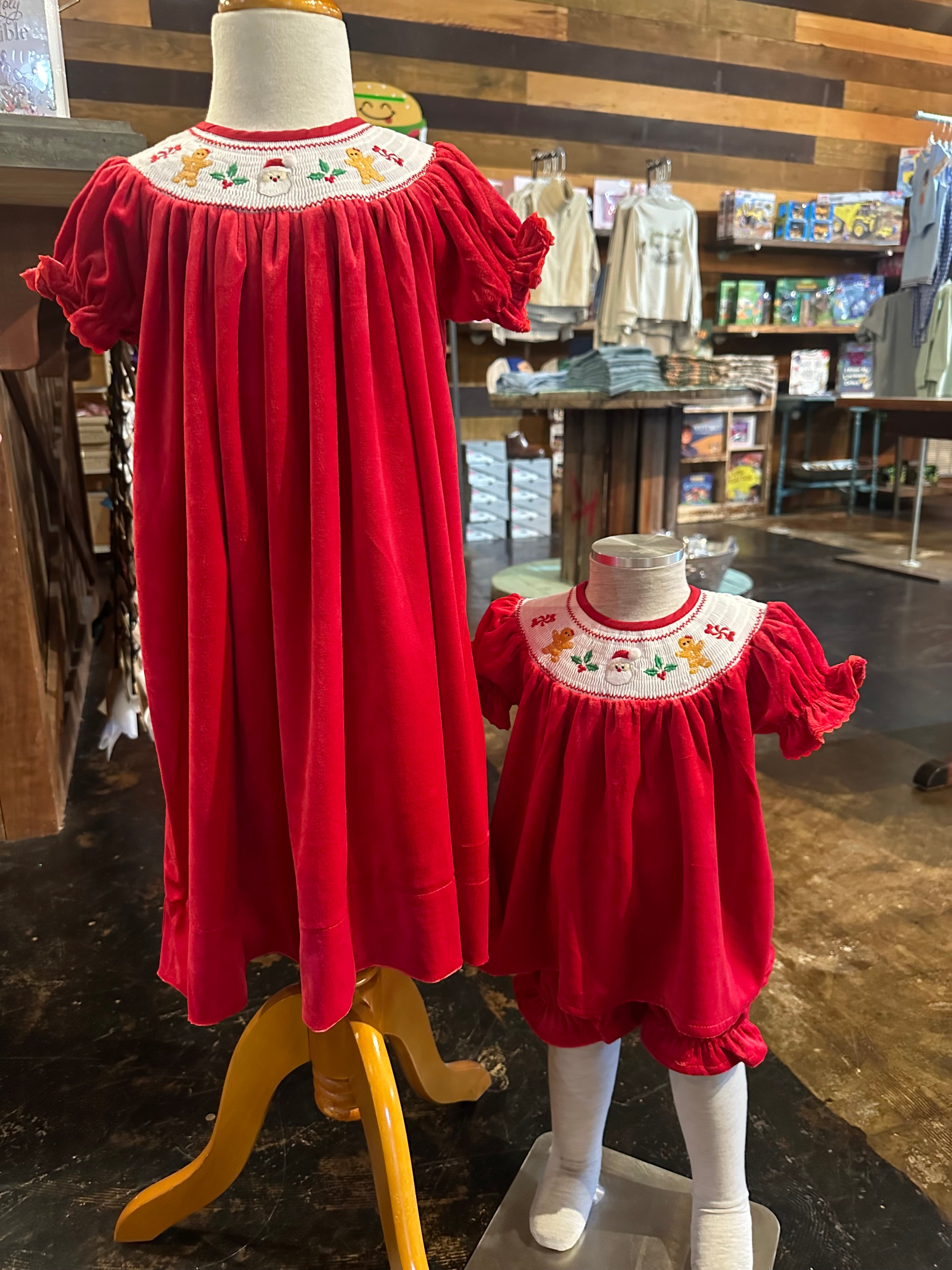 Santa’s Sweets Velvet Smock Dress