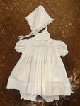 Infant White Smock with pink flowers