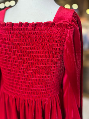 Red Velvet Smock dress