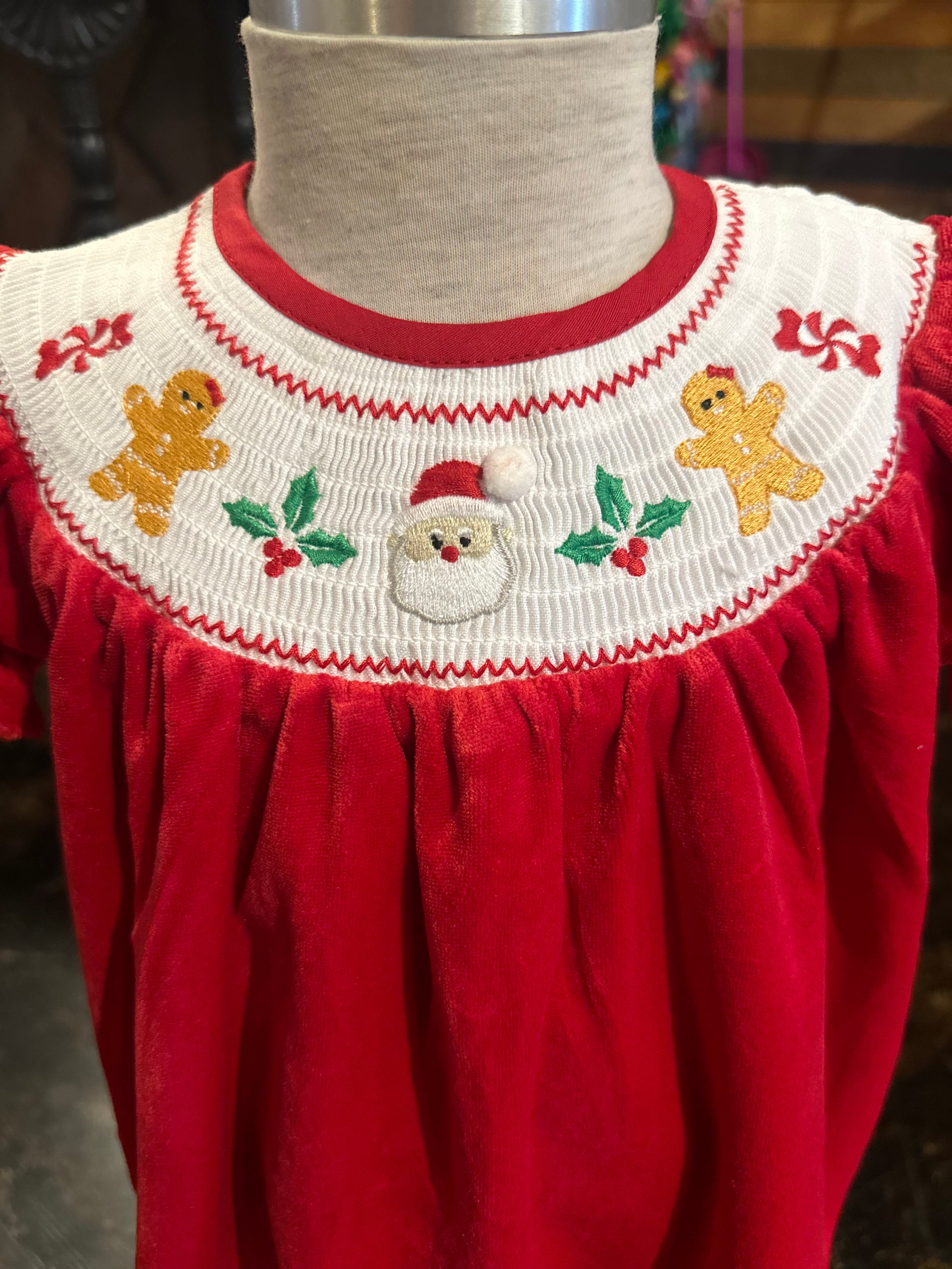 Santa’s Sweets Velvet Smock with bloomers