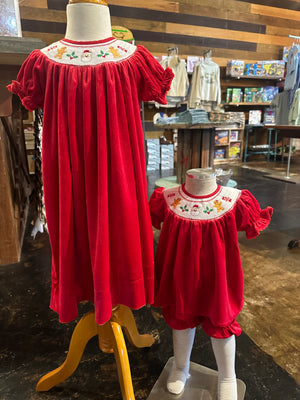 Santa’s Sweets Velvet Smock with bloomers