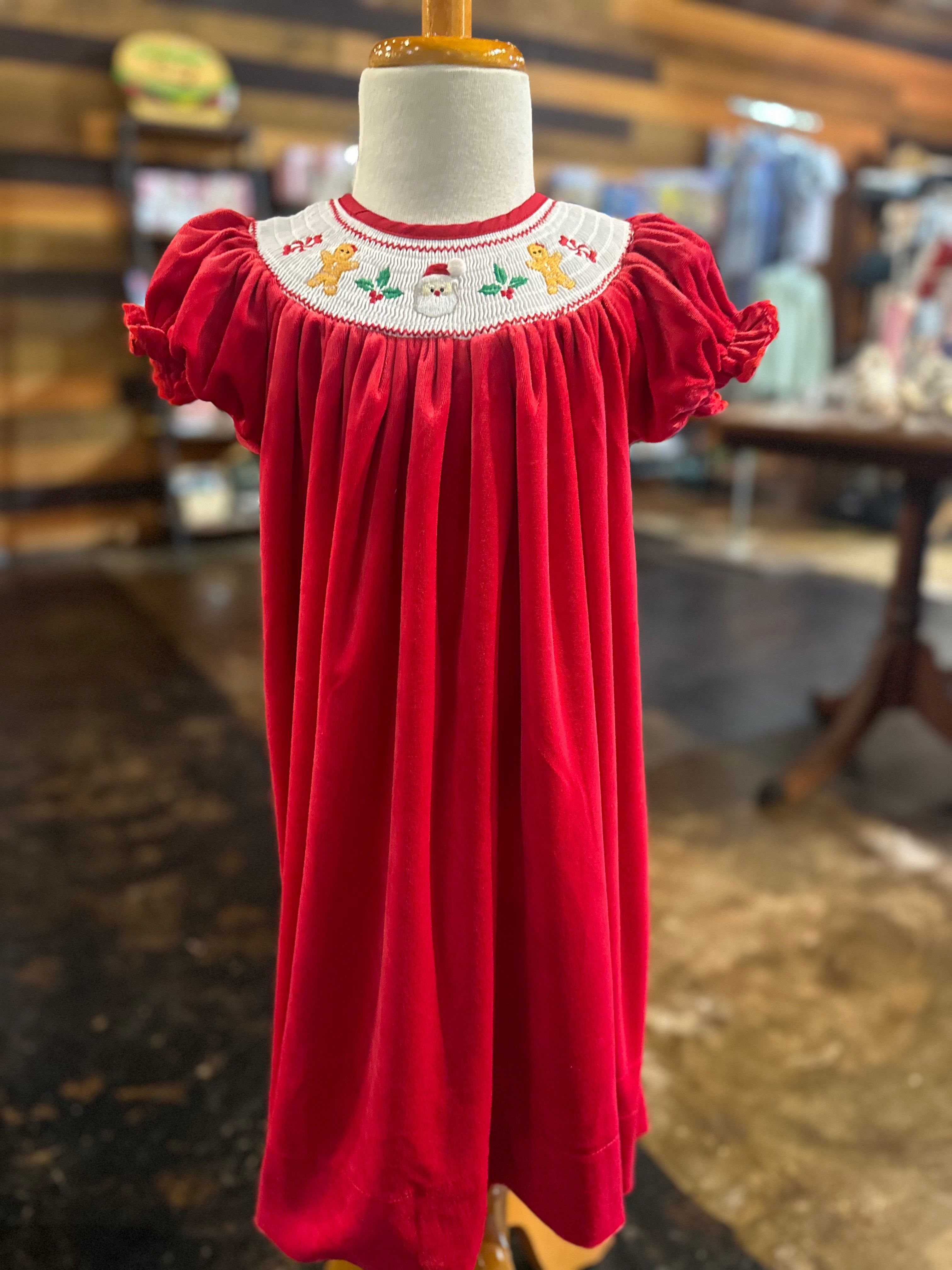 Santa’s Sweets Velvet Smock Dress