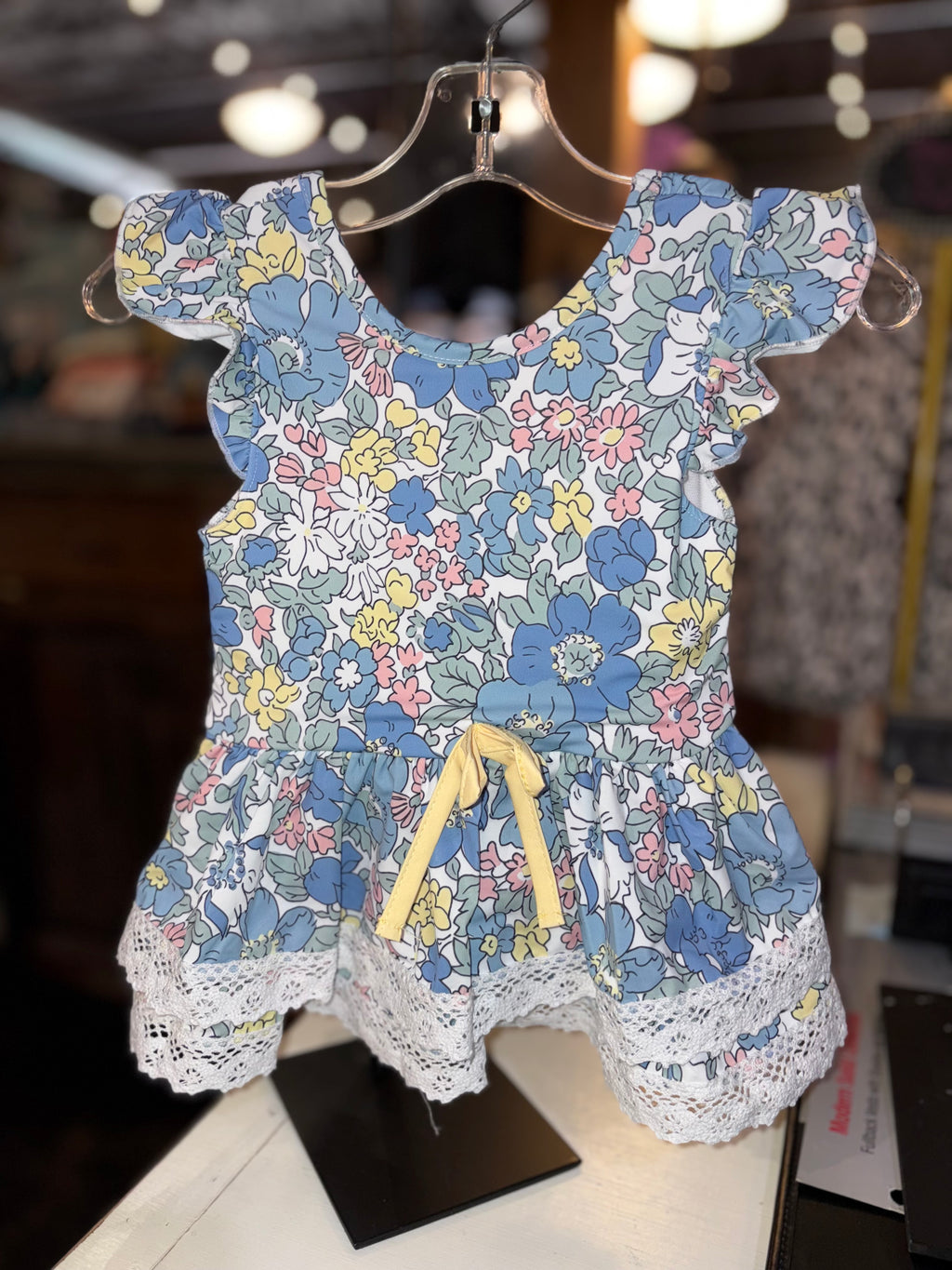 Blue & Yellow flower leotard