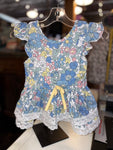 Blue & Yellow flower leotard