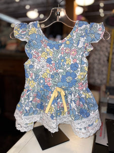 Blue & Yellow flower leotard