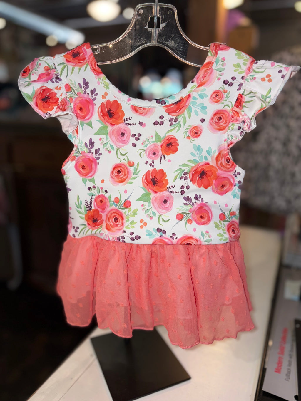 Peach flower leotard ￼