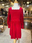 Red Velvet Smock dress