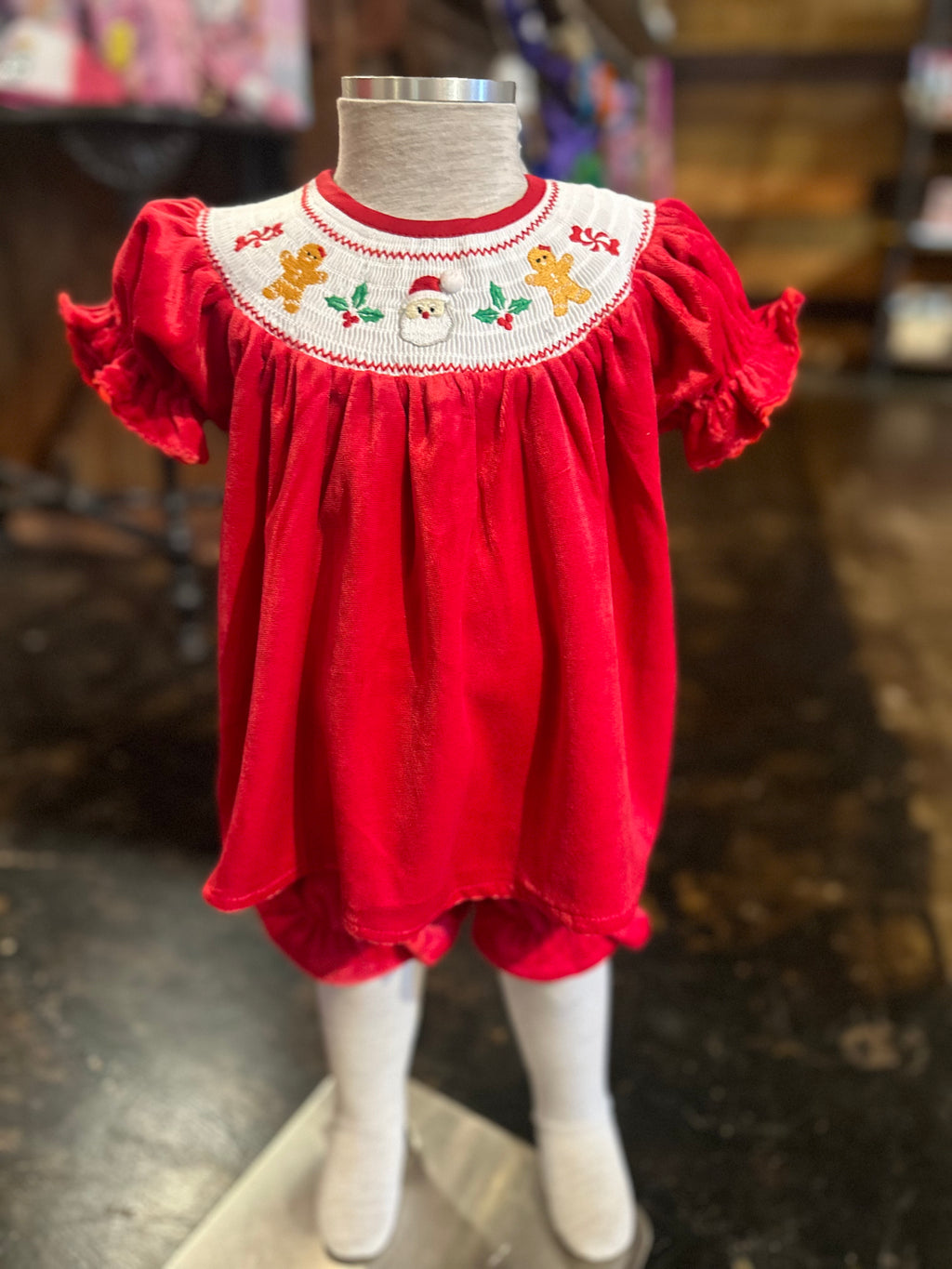 Santa’s Sweets Velvet Smock with bloomers